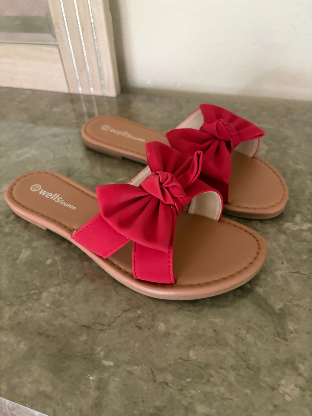 Red Bow Slide Slip On Sandals